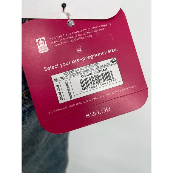 Isabel Maternity Jeans Women’s 8 Vintage Straight Panel Fold Over Classic Wash - Picture 6 of 7